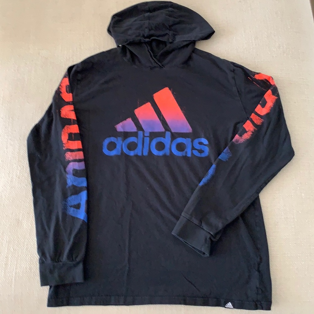 Adidas Boys Black Warp Hooded T-Shirt